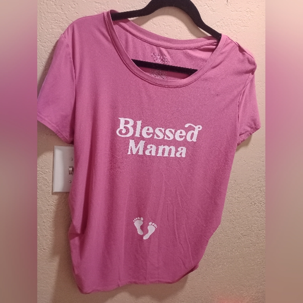 Time & Tru Blessed Mama Pink Sz L Maternity Shirt